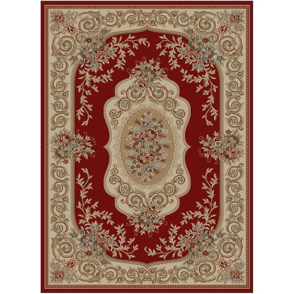Sleep Ez 7 ft. 10 in. x 9 ft. 10 in. Home Town Lyon Claret-Ivory Area Rug - Ivory SL3626509 - main